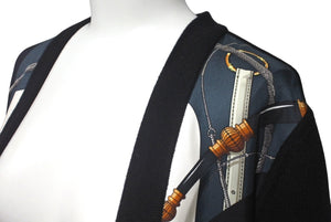 HERMES エルメス カーディガン 切り返しデザイン クリッククラック サイズ34 ヴァージンウール カシミヤ シルク 美品 中古 60213
