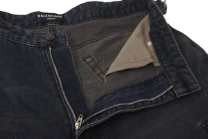 新品同様 BALENCIAGA バレンシアガ オーバーサイズ ダブルカーゴ バギー デニムパンツ 22SS インディゴ コットン 34 675217 TJW57 中古 60219