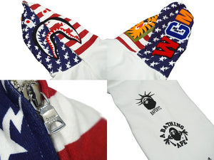アメリカ限定 極美品 A BATHING APE アベイシングエイプ パーカー シャークパーカー ホワイト ネイビー レッド サイズXL 中古 60228