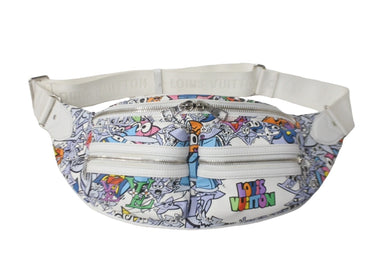 極美品 LOUIS VUITTON ルイヴィトン ウエストバッグ バムバッグ マルチポケット ホワイト マルチカラー M21853 モノグラム コミックス 中古 60235