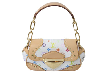 新品同様 LOUIS VUITTON ルイヴィトン ハンドバッグ マリリンPM モノグラム ホワイト マルチカラー M40127 ゴールド金具 中古 60237