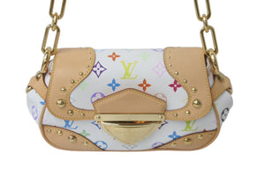 新品同様 LOUIS VUITTON ルイヴィトン ハンドバッグ マリリンPM モノグラム ホワイト マルチカラー M40127 ゴールド金具 中古 60237