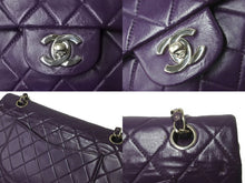 Load image into Gallery viewer, CHANEL マトラッセWフラップチェーンショルダー 5番台 25cm ショルダーバッグ パープル×シルバー金具 ラムスキン 中古 60246