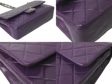 Load image into Gallery viewer, CHANEL マトラッセWフラップチェーンショルダー 5番台 25cm ショルダーバッグ パープル×シルバー金具 ラムスキン 中古 60246