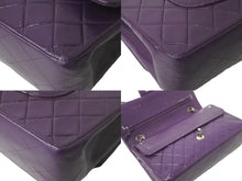 Load image into Gallery viewer, CHANEL マトラッセWフラップチェーンショルダー 5番台 25cm ショルダーバッグ パープル×シルバー金具 ラムスキン 中古 60246