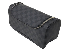 極美品 LOUIS VUITTON ルイヴィトン ハンドポーチ トワレ・ポーチ ダミエグラフィット N47625 ブラック シルバー金具 中古 60262