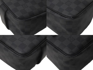 極美品 LOUIS VUITTON ルイヴィトン ハンドポーチ トワレ・ポーチ ダミエグラフィット N47625 ブラック シルバー金具 中古 60262
