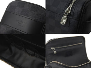 極美品 LOUIS VUITTON ルイヴィトン ハンドポーチ トワレ・ポーチ ダミエグラフィット N47625 ブラック シルバー金具 中古 60262