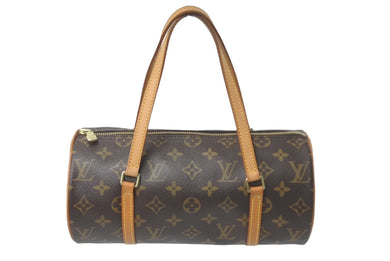 LOUIS VUITTON ルイヴィトン モノグラム パピヨン30 GM ハンドバッグ ブラウン PVC ヌメ革 M51385 良品 中古 60263