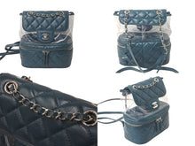 Load image into Gallery viewer, 極美品 CHANEL シャネル リュック クリアバックパック マトラッセ A57826 グリーン ビニールレザー シルバー金具 中古60306