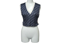 Load image into Gallery viewer, Christian Dior クリスチャンディオール トロッター柄 ベスト ネイビー レーヨン 2P13055000 サイズ38 美品 中古 60315