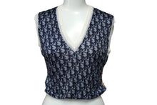 Load image into Gallery viewer, Christian Dior クリスチャンディオール トロッター柄 ベスト ネイビー レーヨン 2P13055000 サイズ38 美品 中古 60315