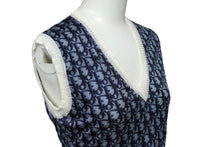 Load image into Gallery viewer, Christian Dior クリスチャンディオール トロッター柄 ベスト ネイビー レーヨン 2P13055000 サイズ38 美品 中古 60315