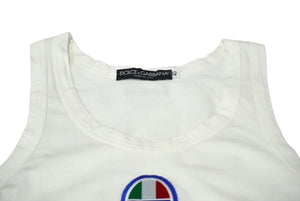 DOLCE&GABBANA ドルチェアンドガッバーナ タンクトップ ノースリーブ サイズ40 ホワイト イタリアロゴ TJ3E 美品 中古 60327
