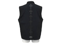 Load image into Gallery viewer, 極美品 CHROME HEARTS クロムハーツ ベスト PAPA クロスパッチ コットン ナイロン ブラック シルバー サイズS 中古 60334