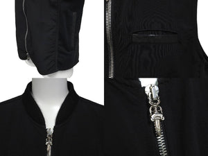 極美品 CHROME HEARTS クロムハーツ ベスト PAPA クロスパッチ コットン ナイロン ブラック シルバー サイズS 中古 60334