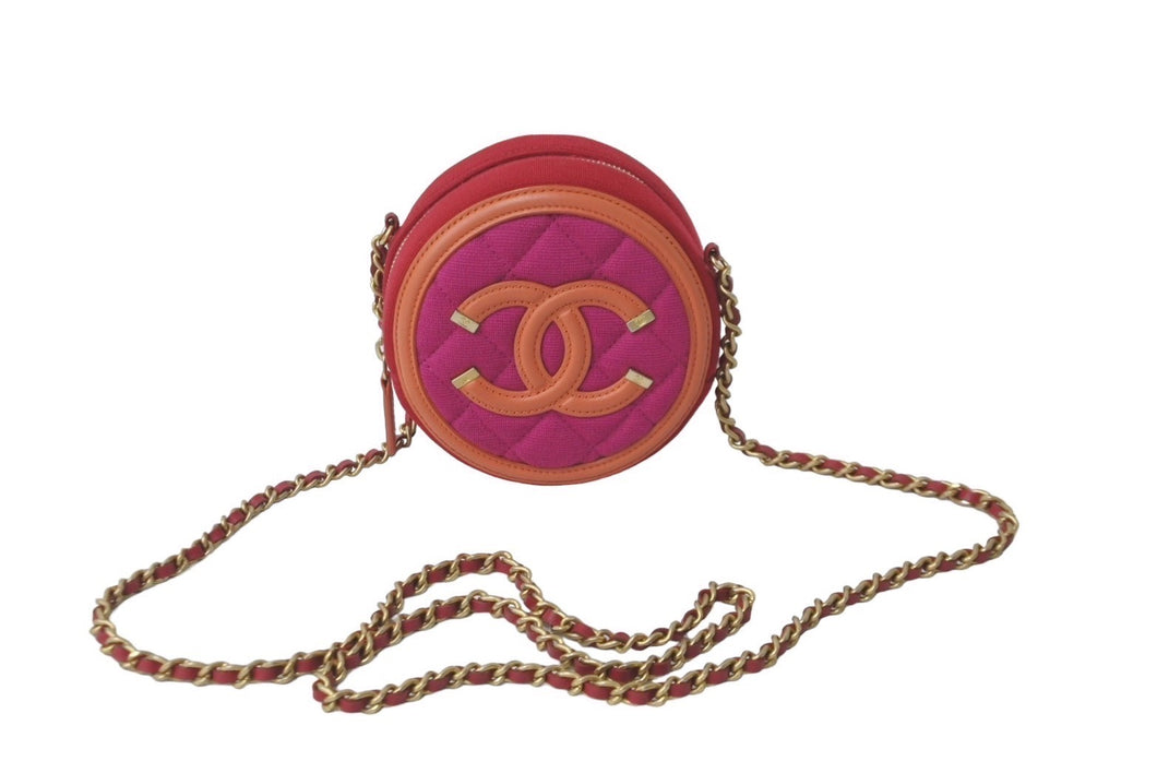 CHANEL シャネル チェーン ショルダーバッグ CCフィリグリー AP0365 28番台 コットンキャンバス ゴールド金具 美品 中古 60337
