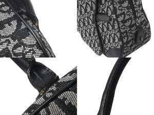Christian Dior クリスチャンディオール ボストンバッグ ダブルサドルバッグ トロッター柄 キャンバス ブラック 良品 中古 60343
