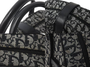 Christian Dior クリスチャンディオール ボストンバッグ ダブルサドルバッグ トロッター柄 キャンバス ブラック 良品 中古 60343