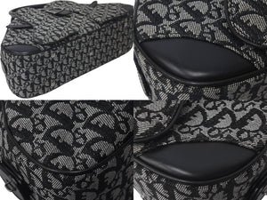Christian Dior クリスチャンディオール ボストンバッグ ダブルサドルバッグ トロッター柄 キャンバス ブラック 良品 中古 60343