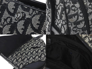 Christian Dior クリスチャンディオール ボストンバッグ ダブルサドルバッグ トロッター柄 キャンバス ブラック 良品 中古 60343