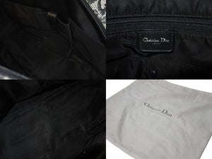 Christian Dior クリスチャンディオール ボストンバッグ ダブルサドルバッグ トロッター柄 キャンバス ブラック 良品 中古 60343