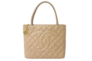 極美品 CHANEL シャネル 復刻トート 7番台 ハンドバッグ ココマーク キャビアスキン ベージュ ゴールド金具 中古 60345