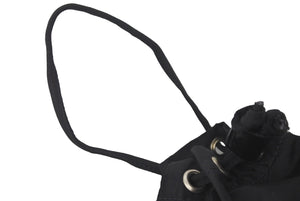 PRADA プラダ 巾着ポーチ トライアングルロゴ ナイロン シルバー ブラック金具 バッグ入れ MV369 良品 中古 60354 
