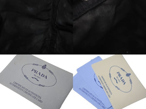 PRADA プラダ 巾着ポーチ トライアングルロゴ ナイロン シルバー ブラック金具 バッグ入れ MV369 良品 中古 60354 