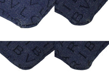 Load image into Gallery viewer, BVLGARI ブルガリ フラット ショルダーポーチ デニムプリント カーフレザー ブラック ブルー 21&#39;528 シルバー金具 美品 中古 60369