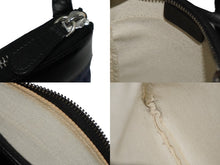 Load image into Gallery viewer, BVLGARI ブルガリ フラット ショルダーポーチ デニムプリント カーフレザー ブラック ブルー 21&#39;528 シルバー金具 美品 中古 60369