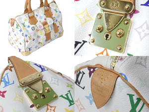 LOUIS VUITTON ルイ ヴィトン ハンドバッグ スピーディ30 村上隆 M92643 PVC レザー ホワイト マルチカラー 美品 中古 60379