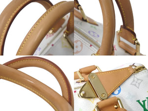 LOUIS VUITTON ルイ ヴィトン ハンドバッグ スピーディ30 村上隆 M92643 PVC レザー ホワイト マルチカラー 美品 中古 60379