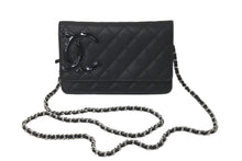 Load image into Gallery viewer, 極美品 CHANEL シャネル カンボンライン A46646 チェーンウォレット ショルダー 黒 黒 ブラック シルバー金具 中古 60386