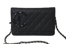 Load image into Gallery viewer, 極美品 CHANEL シャネル カンボンライン A46646 チェーンウォレット ショルダー 黒 黒 ブラック シルバー金具 中古 60386