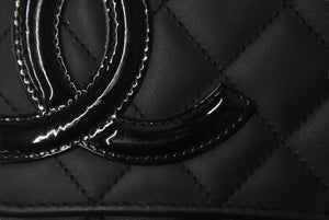 極美品 CHANEL シャネル カンボンライン A46646 チェーンウォレット ショルダー 黒 黒 ブラック シルバー金具 中古 60386