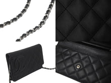 Load image into Gallery viewer, 極美品 CHANEL シャネル カンボンライン A46646 チェーンウォレット ショルダー 黒 黒 ブラック シルバー金具 中古 60386