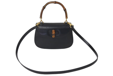 GUCCI グッチ バンブーミニ 2WAYバッグ ハンドバッグ ショルダーバッグ 000 46 0188 カーフレザー ブラック 美品 中古 60387 