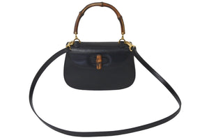 GUCCI グッチ バンブーミニ 2WAYバッグ ハンドバッグ ショルダーバッグ 000 46 0188 カーフレザー ブラック 美品 中古 60387 