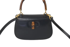 GUCCI グッチ バンブーミニ 2WAYバッグ ハンドバッグ ショルダーバッグ 000 46 0188 カーフレザー ブラック 美品 中古 60387 