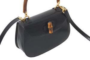 GUCCI グッチ バンブーミニ 2WAYバッグ ハンドバッグ ショルダーバッグ 000 46 0188 カーフレザー ブラック 美品 中古 60387 