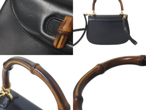 GUCCI グッチ バンブーミニ 2WAYバッグ ハンドバッグ ショルダーバッグ 000 46 0188 カーフレザー ブラック 美品 中古 60387 