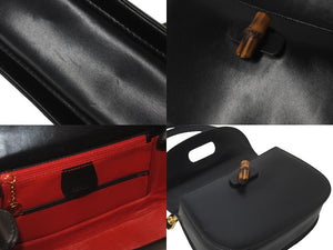 GUCCI グッチ バンブーミニ 2WAYバッグ ハンドバッグ ショルダーバッグ 000 46 0188 カーフレザー ブラック 美品 中古 60387 