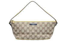 Load image into Gallery viewer, GUCCI グッチ ワンショルダーバッグ ハンドバッグ 07198 2123 GGキャンバス レザー ベージュ イエロー シルバー金具 美品 中古 4b006039