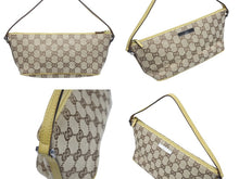 Load image into Gallery viewer, GUCCI グッチ ワンショルダーバッグ ハンドバッグ 07198 2123 GGキャンバス レザー ベージュ イエロー シルバー金具 美品 中古 4b006039