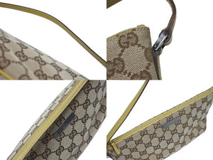 GUCCI グッチ ワンショルダーバッグ ハンドバッグ 07198 2123 GGキャンバス レザー ベージュ イエロー シルバー金具 美品 中古 4b006039