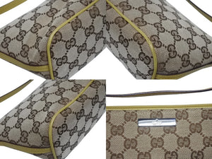 GUCCI グッチ ワンショルダーバッグ ハンドバッグ 07198 2123 GGキャンバス レザー ベージュ イエロー シルバー金具 美品 中古 4b006039