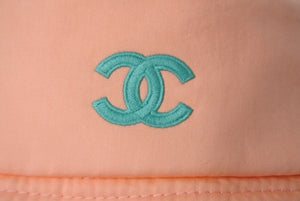 CHANEL シャネル バケットハット バケハ ココマーク サイズL 刺繍 オレンジ ブルー パステルカラー コットン 美品 中古 60390