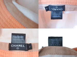 CHANEL シャネル バケットハット バケハ ココマーク サイズL 刺繍 オレンジ ブルー パステルカラー コットン 美品 中古 60390