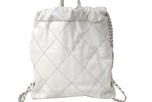 新品同様 CHANEL シャネル 22 リュック バックパック AS3313レザー ホワイトシルバー金具 中古 60416